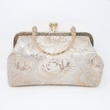 Shimmering Gold Rose Floral Wedding Bag, Statement Bag, Evening Clutch, Wedding Clutch, Bridal Clutch, White Cross Body Bag
